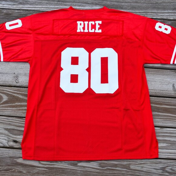 New! Jerry Rice San Francisco 49ers Red Retro Football Jersey Adult Men's Sizes - Picture 1 of 2